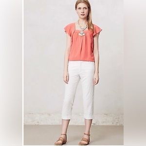 Anthropologie white eyelet Cartonnier capri pants